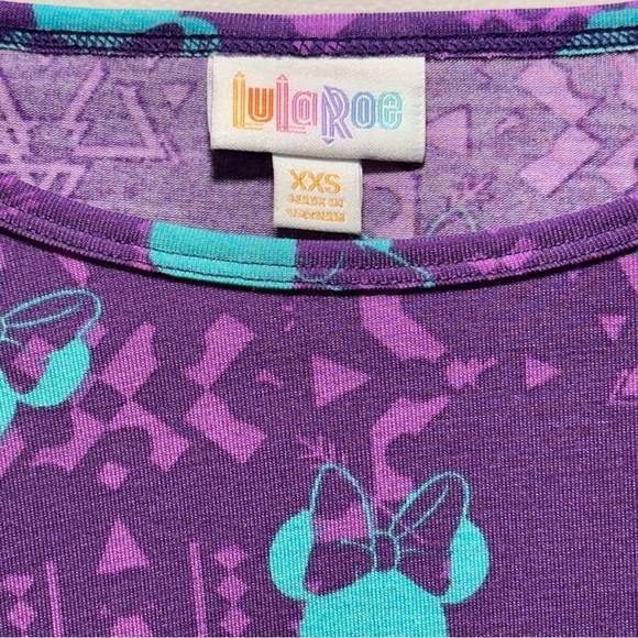 NEW LulaRoe Irma Mid-Sleeve Stretchy High-Low Tunic Top Loose Minnie Disney Teal - Picture 8 of 14